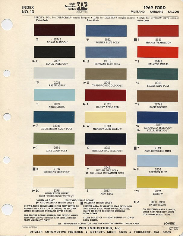 1969 Ford color chips